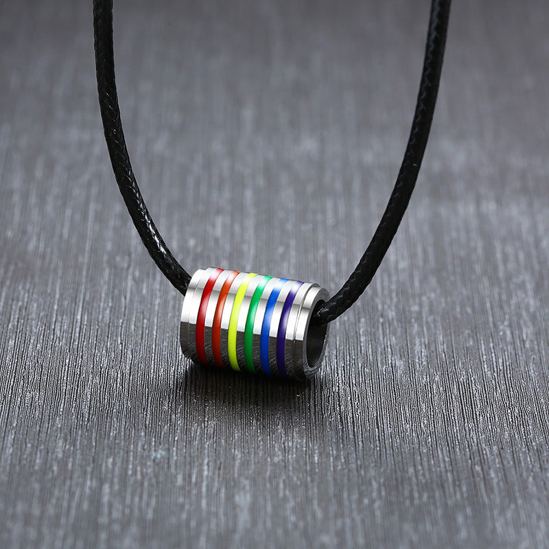 Rainbow Barrel Pendant — Silver or Black