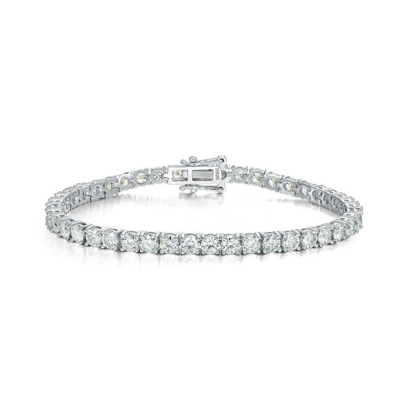 S925 Sterling Silver Moissanite Tennis 4 × 4 mm Bracelet
