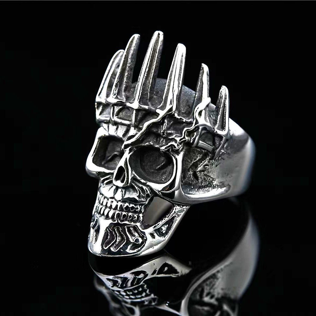 Personalized Crown Skull Ring For Men In Titanium Steel By Planderful European American Edition Retro Punk Jewelry