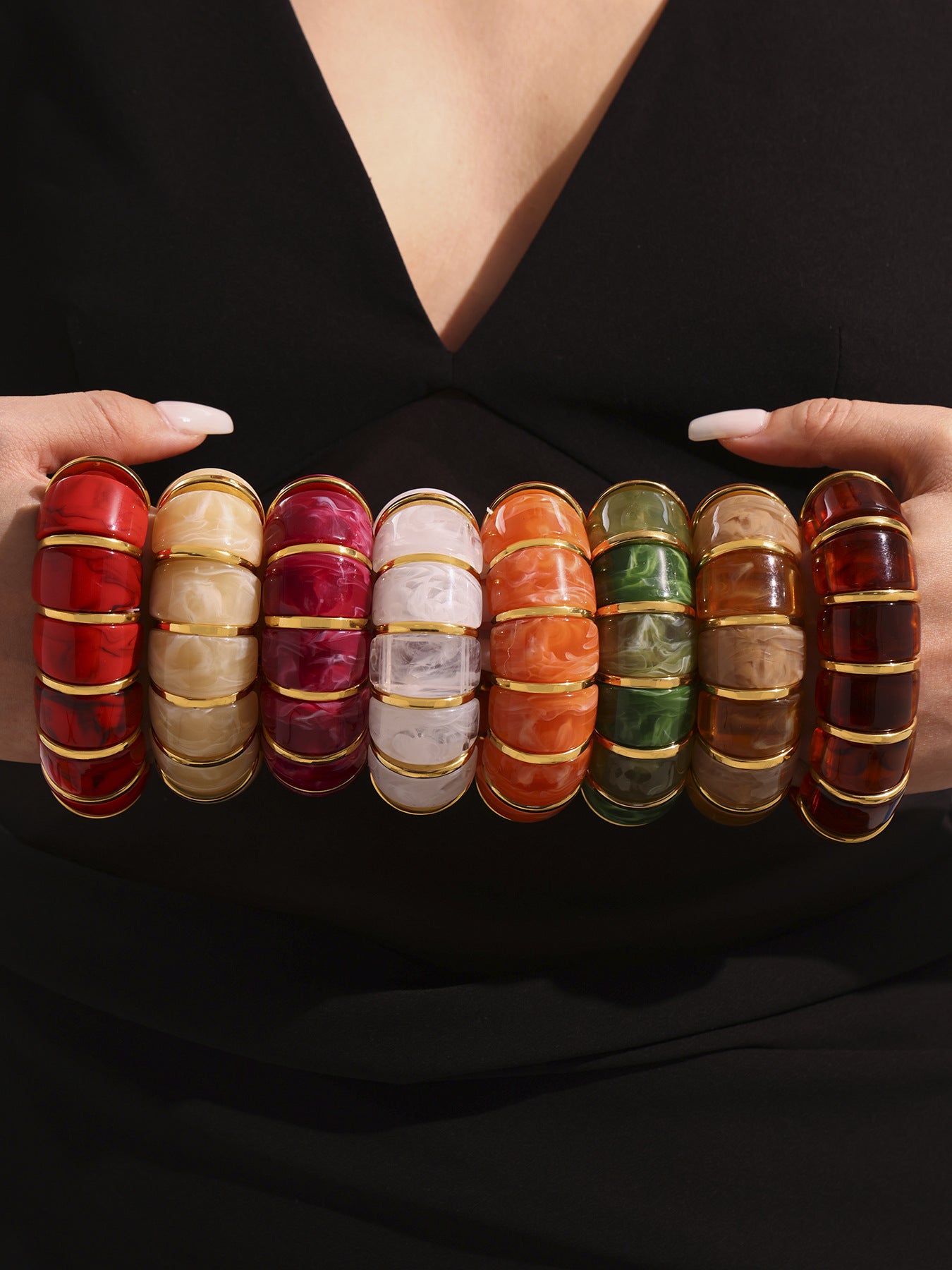 Planderful Candy Color Resin Elastic Rope Bracelet For Women