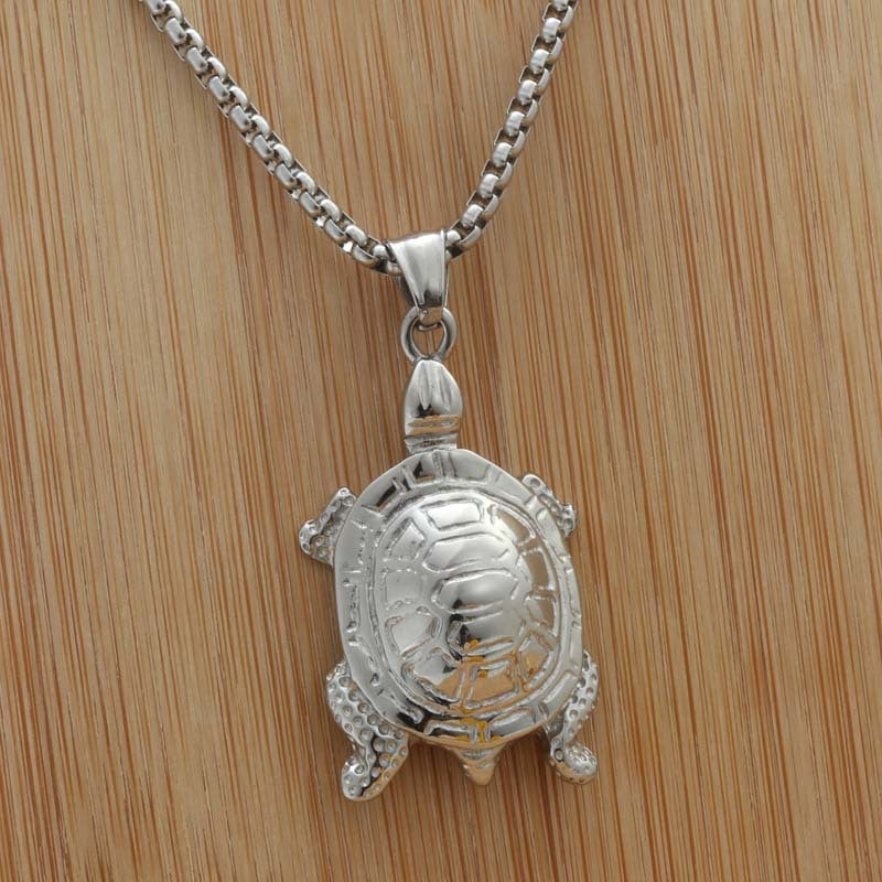 Titanium Steel Punk Turtle Pendant Necklace - Retro Men’s God of Wealth Design