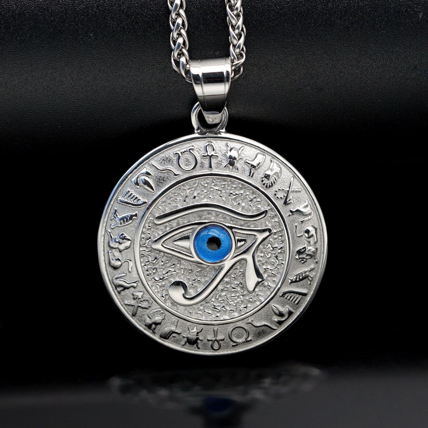Steel Necklace – Statement Eye Of Horus Pendant In Egyptian Inspired Design By Planderful