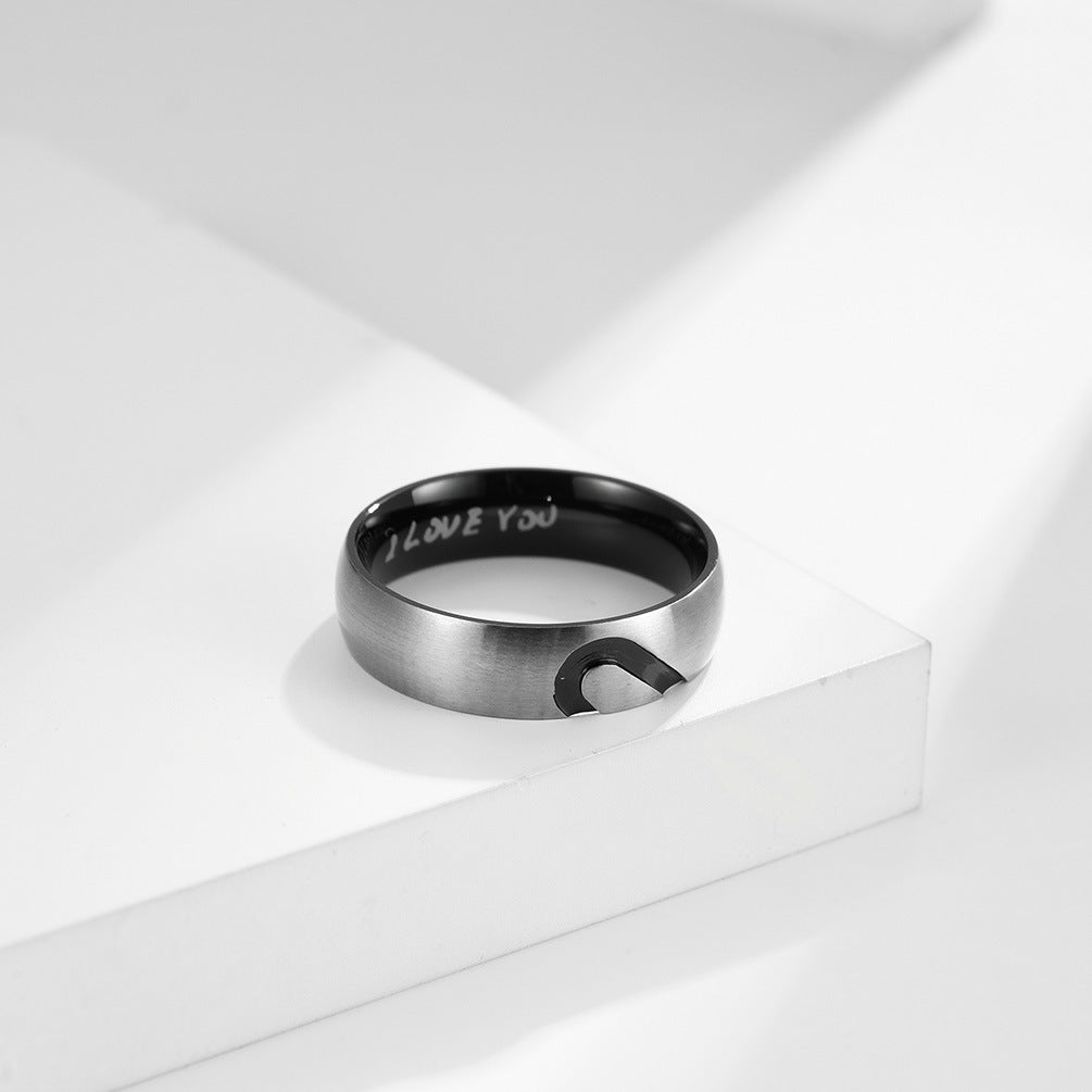 Zircon Heart-Shaped Stainless Steel Couple Ring – Marriage Proposal Engagement Love Zircon