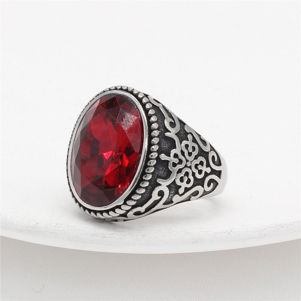 Personalized Oval Zircon Titanium Ring For Unisex Wearers By Planderful With Retro Protection Statement