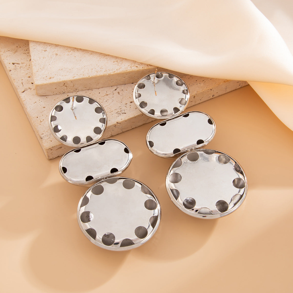 Planderful Vienna Verve Geometric Statement Earrings for Women Irregular Pleated Metal Jewelry
