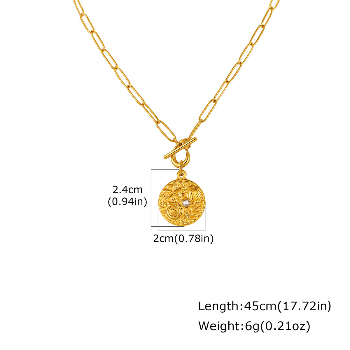 Heart Shell Zircon Stainless Steel Pendant