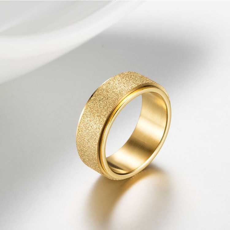 Titanium Steel Rotary Ring K Gold Anxiety Reliever for Men