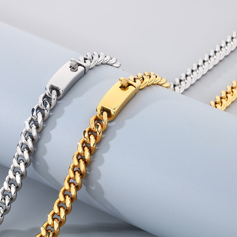 Stainless Steel Cuban Chain Bracelet Necklace For Men