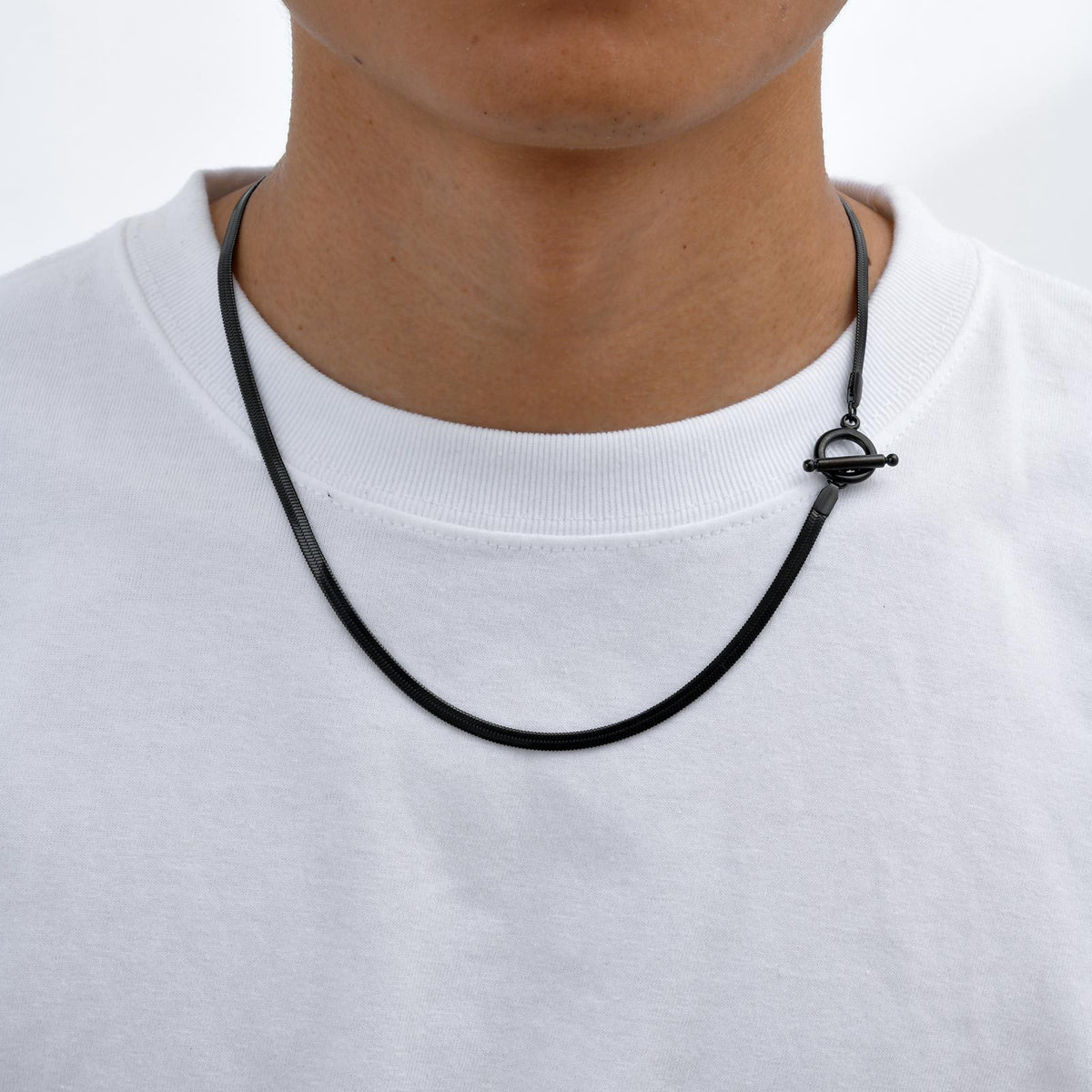 Stainless Steel Toggle Clasp 4mm Wide Blade Chain Necklace Men's