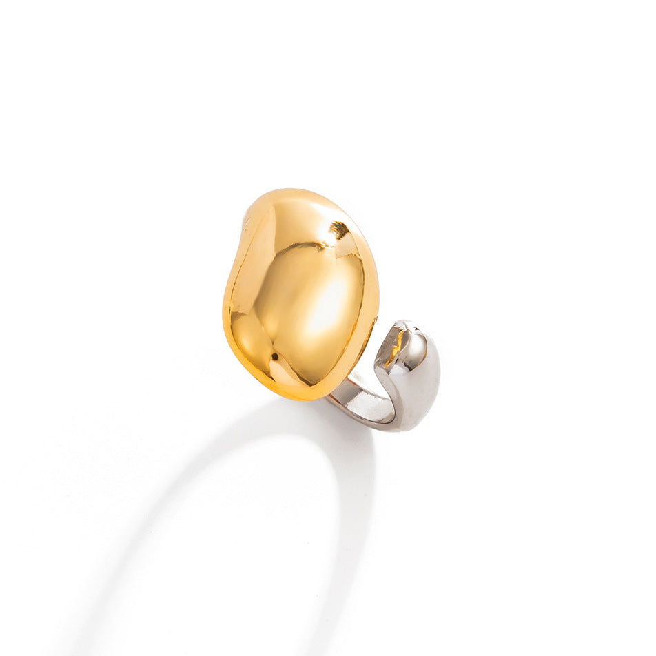 Planderful Vienna Verve Stainless Steel Mixed Color Splicing Ring For Women Opening Statement Jewelry