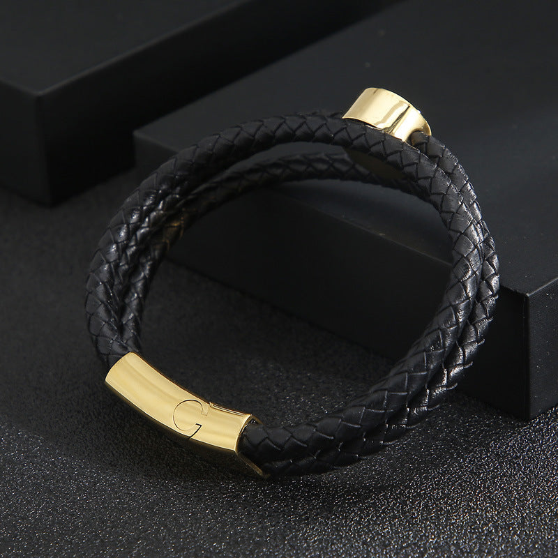 Planderful Versatile Leather Rope Cross Bracelet For Men
