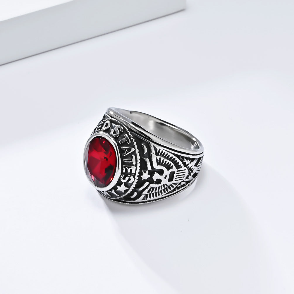 Planderful Titanium Steel Ring For Men With Zircon Eagle Design Index Finger Marine Corps Bald Eagle Style Everyday Genie Collection