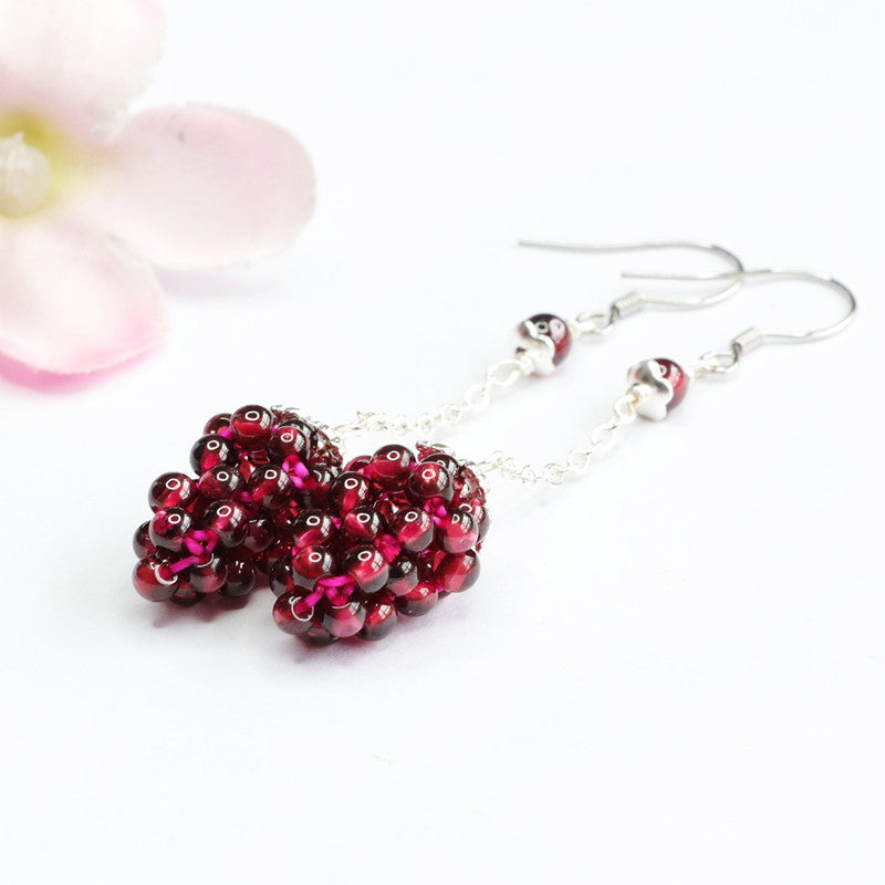 Garnet 925 Silver Hook Earrings