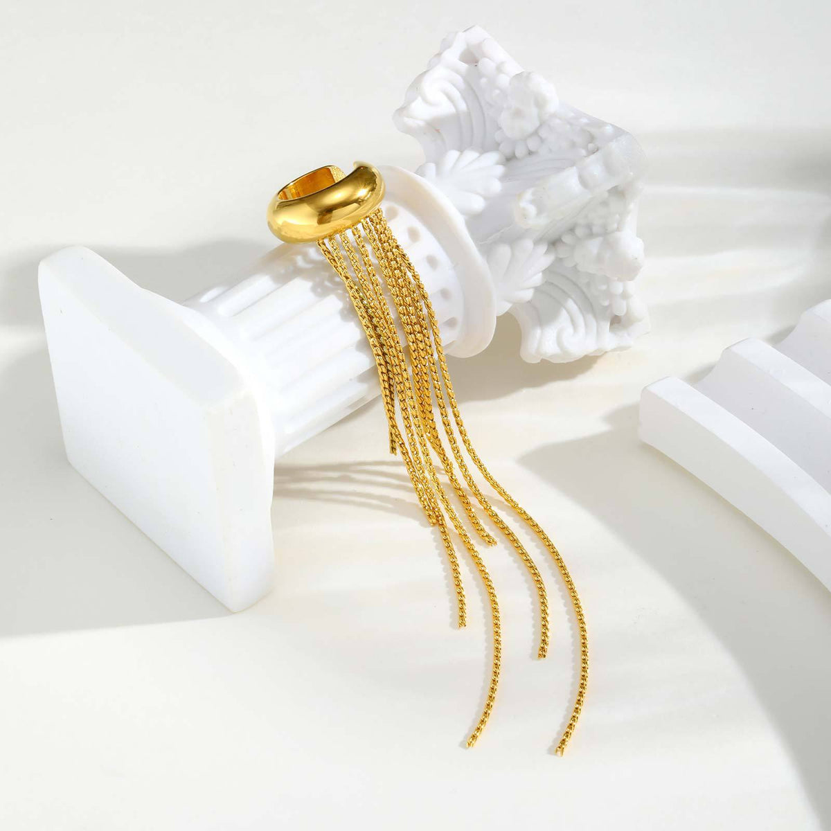 Chain Tassel Ear Cuff — Gold or Silver, Left or Right