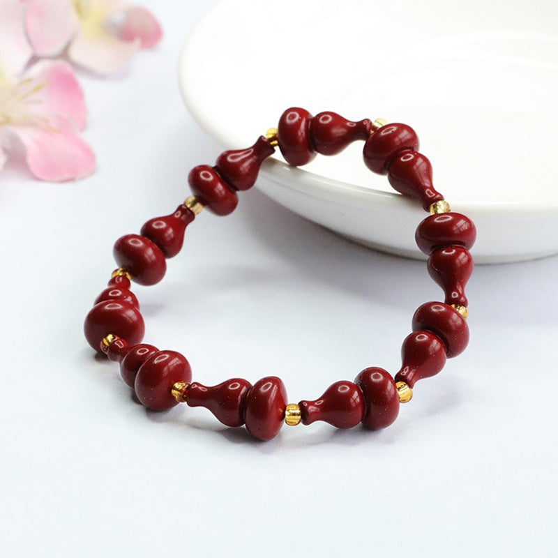 Cinnabar Gourd Bracelet with Sterling Silver Accent