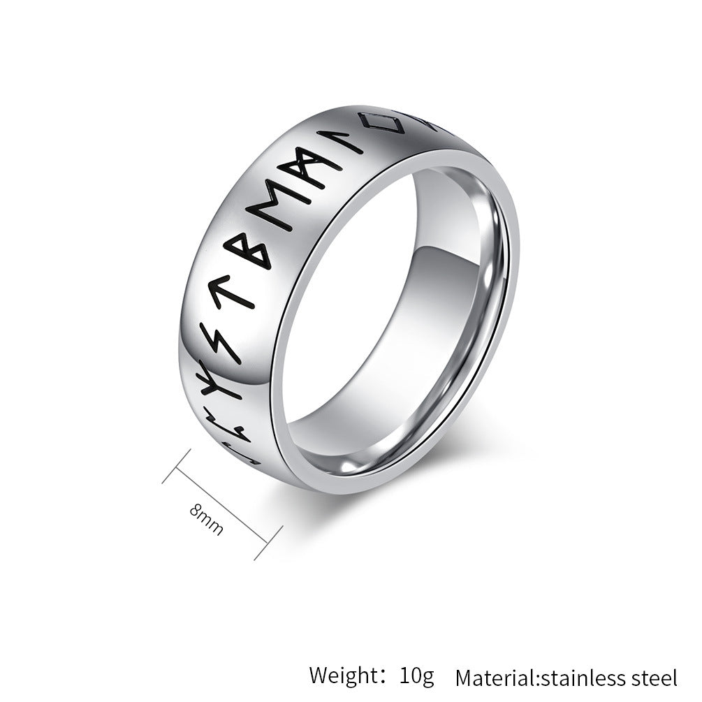 Planderful Viking Ring Luhn Rune Titanium Steel Band For Men Bold Neutral Style Everyday Genie