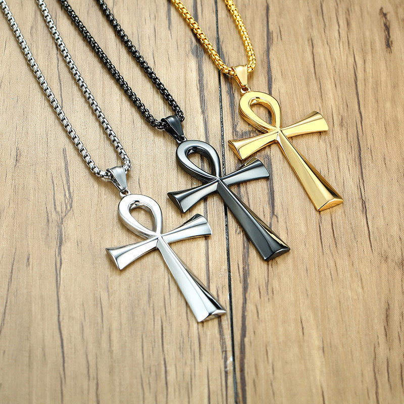 Planderful Everyday Genie Anka Cross Pendant Necklace Unisex Stainless Steel Durable Gift