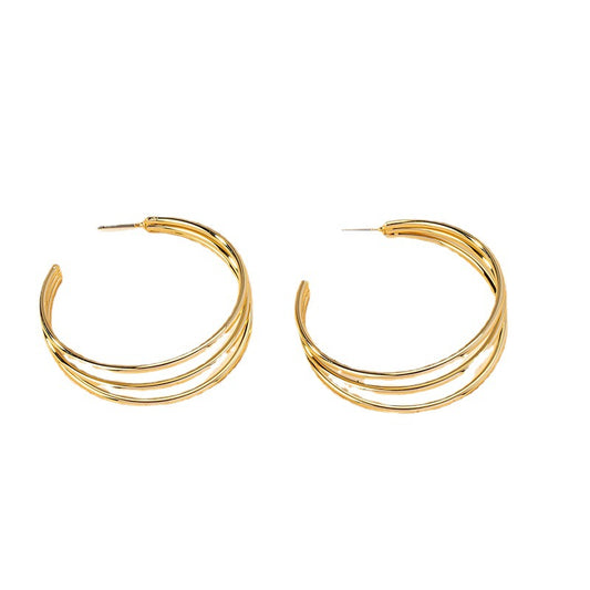 European Chic C-Shaped Metal Wire Earrings with Niche Instagram Design