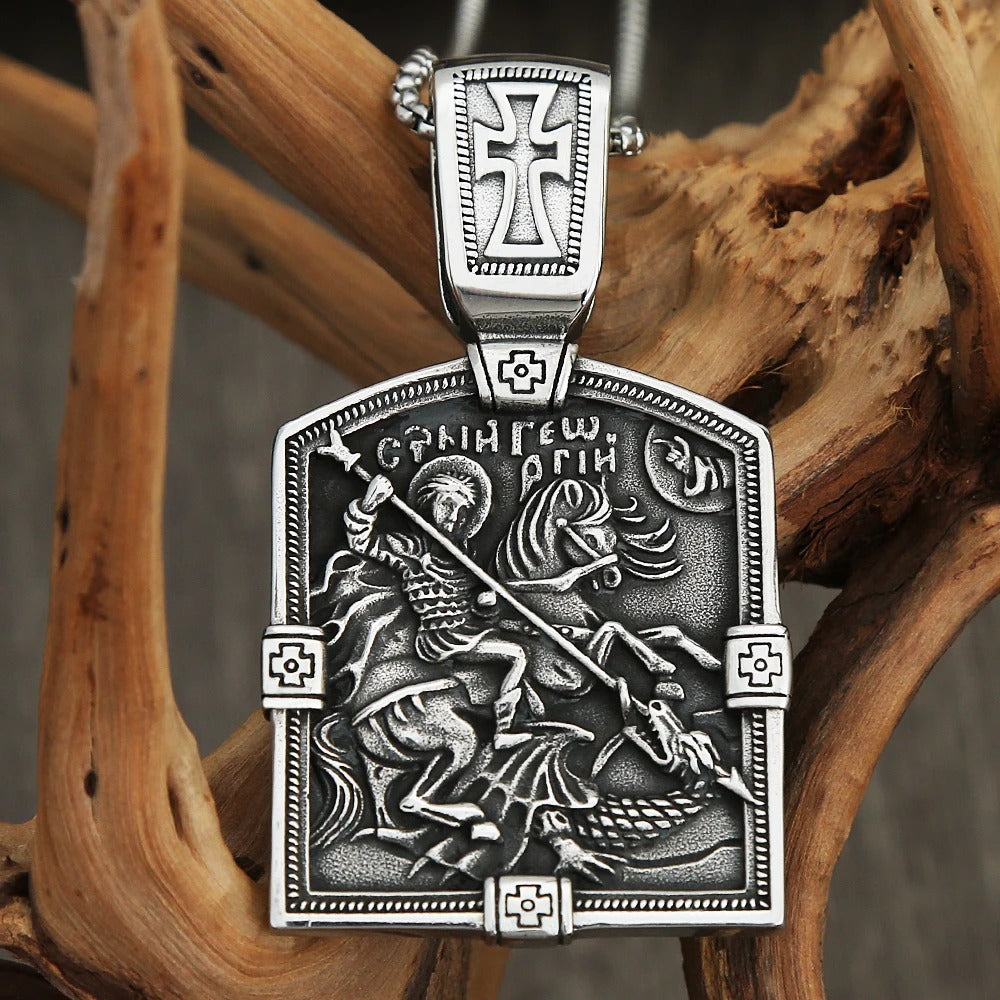 Vintage Cross Viking Stainless Steel Men's Pendant Necklace