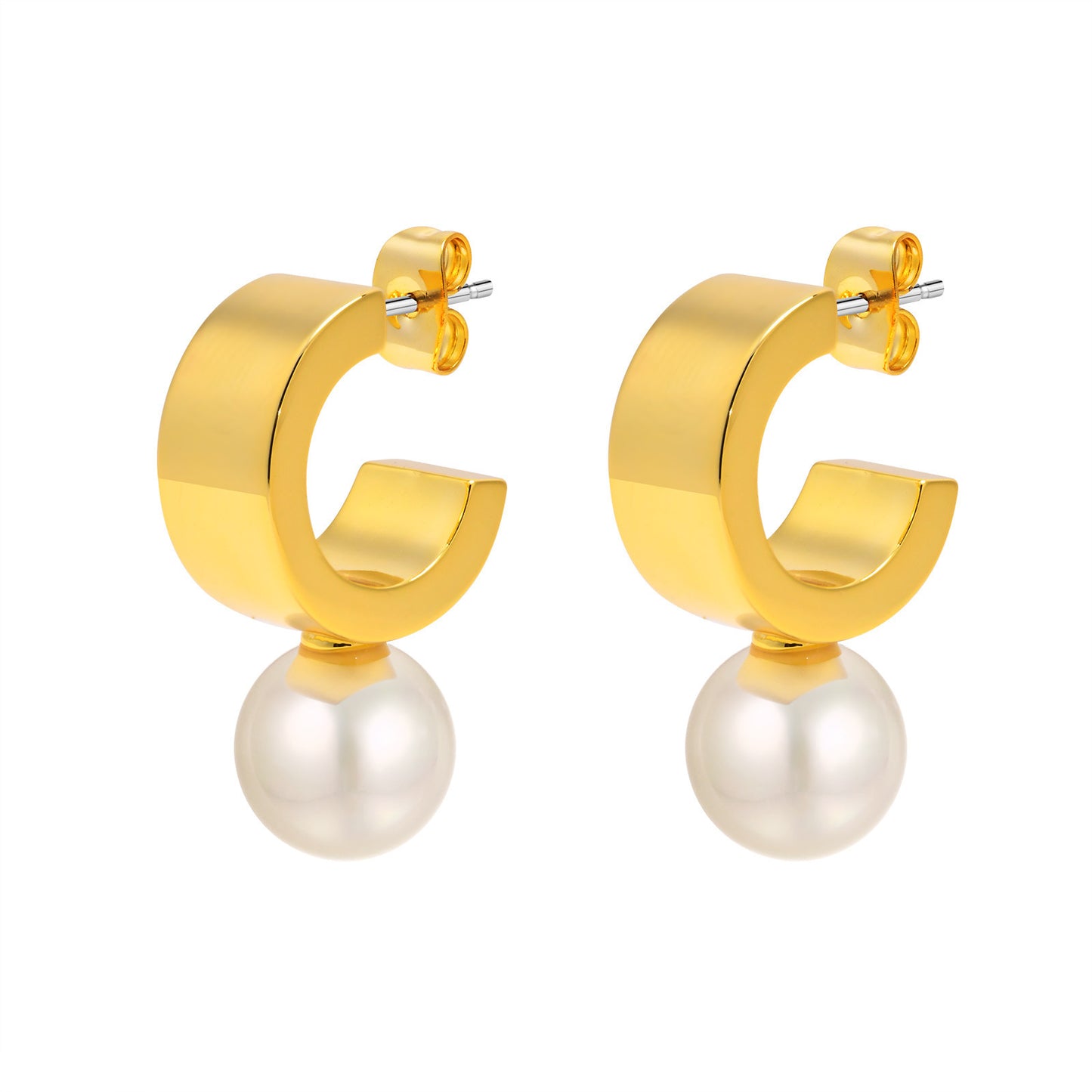 Imitation Pearl Earrings Copper Material Gold Women Fashion