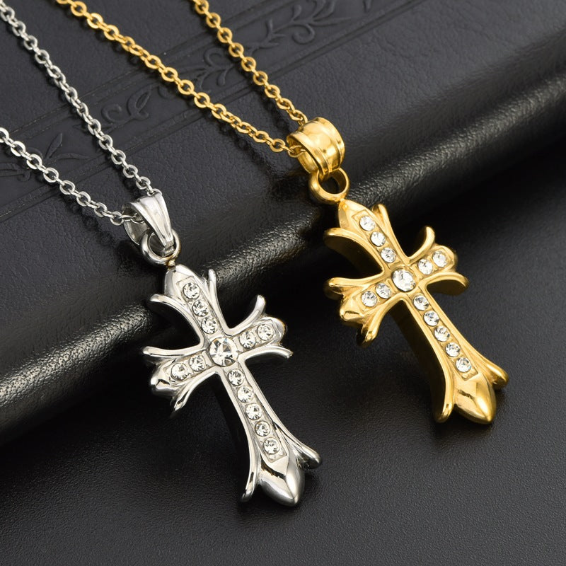 Planderful Jewelry Titanium Steel Cross Pendant Necklace Unisex Minimalist Luxury