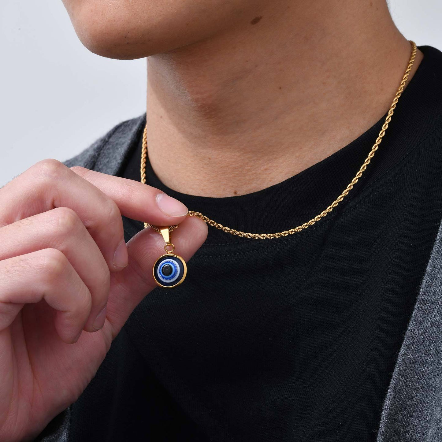 Planderful Stainless Steel Devils Eye Pendant For Men