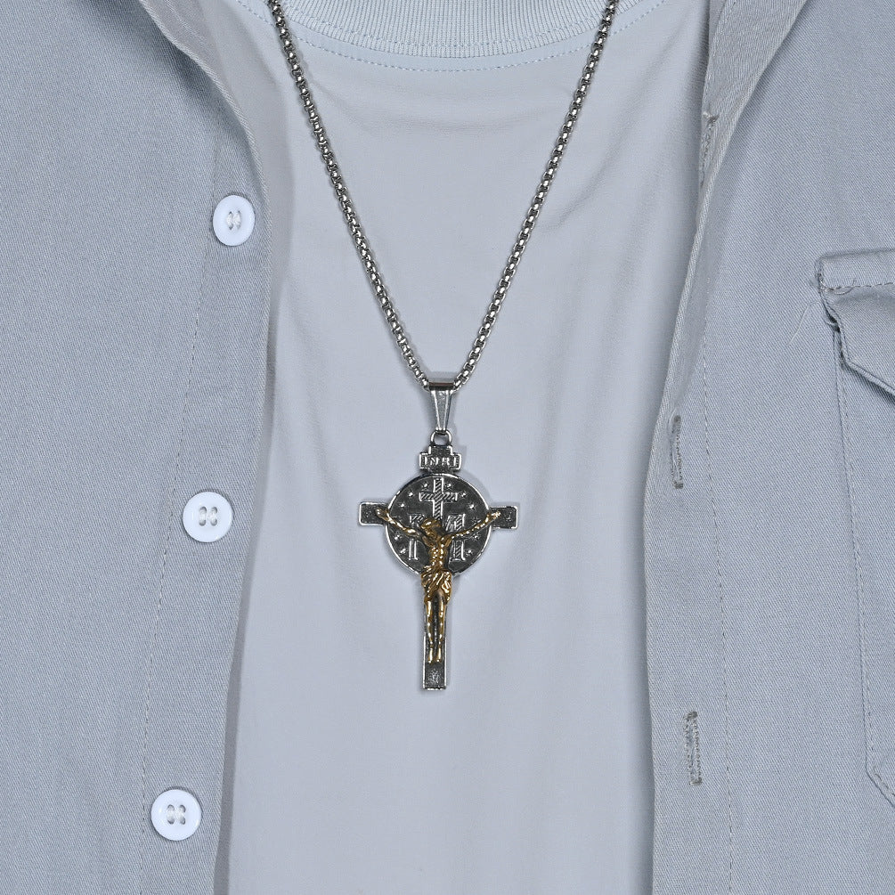 Planderful Cross Necklace For Men Durable Titanium Steel Retro Pendant For Everyday Style