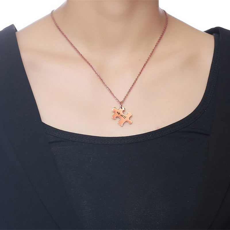 Stainless Steel Friendship Puzzle Necklace Gold Rose Gold Accessories