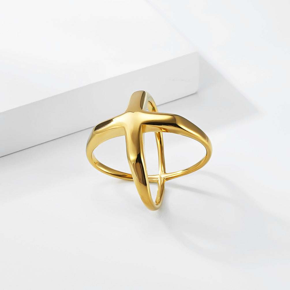 Cross Geometric Stainless Steel Ring