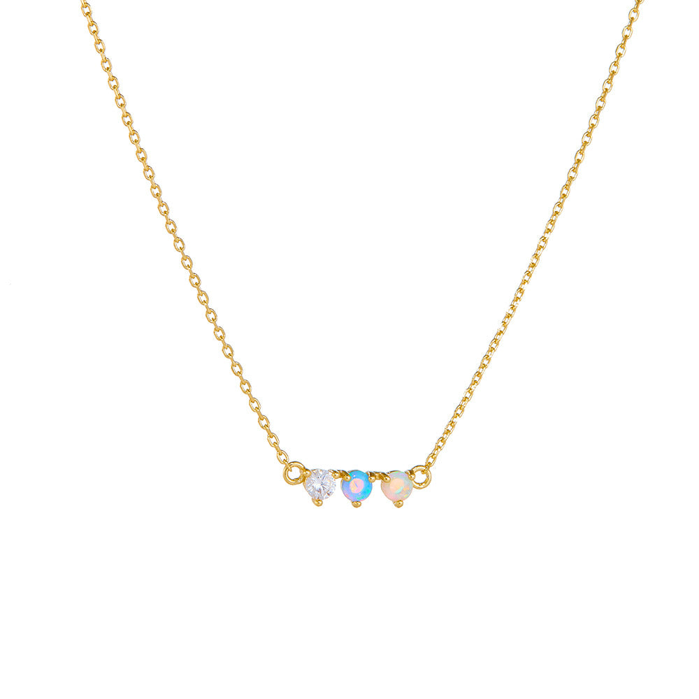 Color Opal Sterling Silver Necklace Versatile Necklace