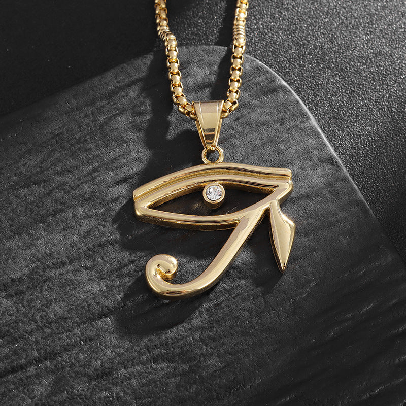 Planderful Eye Of Horus Necklace Titanium Steel Durable Pendant Egyptian Talisman For Spiritual Seekers