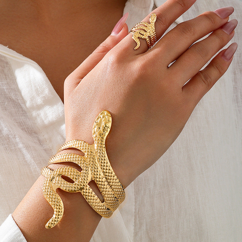 Planderful Vienna Verve Snake Ring Bracelet Jewelry Set