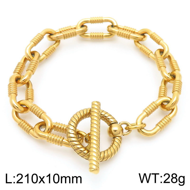 Mens Titanium Steel Bracelet Planderful Skull Buckle Bold