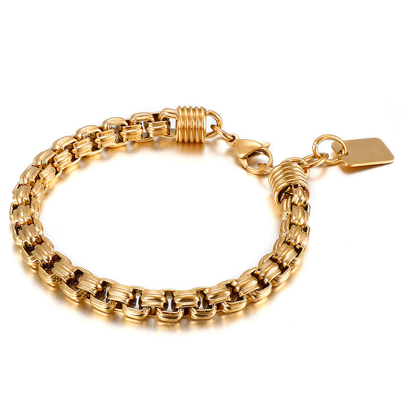 Punk Style Men's Stainless Steel Square Pearl Bracelet – Men's Titanium Steel Design