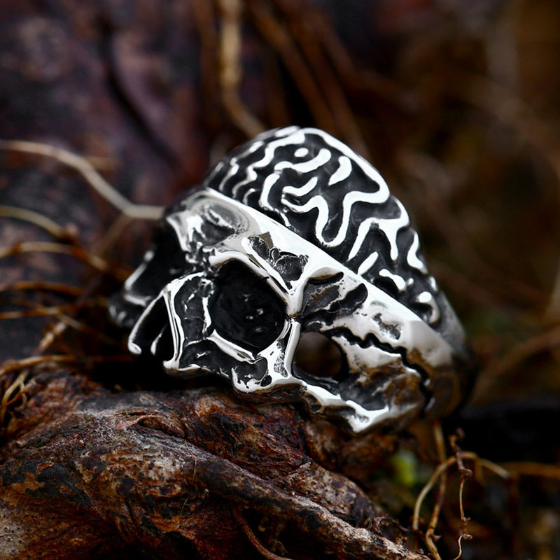 Punk Style Skull Titanium Steel Men's Ring - Wholesale Cross-Border Stainless Steel Collection