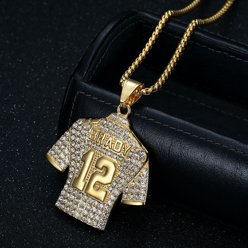 Planderful Stainless Steel NFL Quarterback Jersey Pendant Necklace Number 12 For Hip Hop Fans Gift