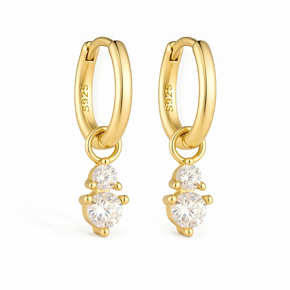 S925 Sterling Silver Earrings, Small Zircon Earrings, Tremella