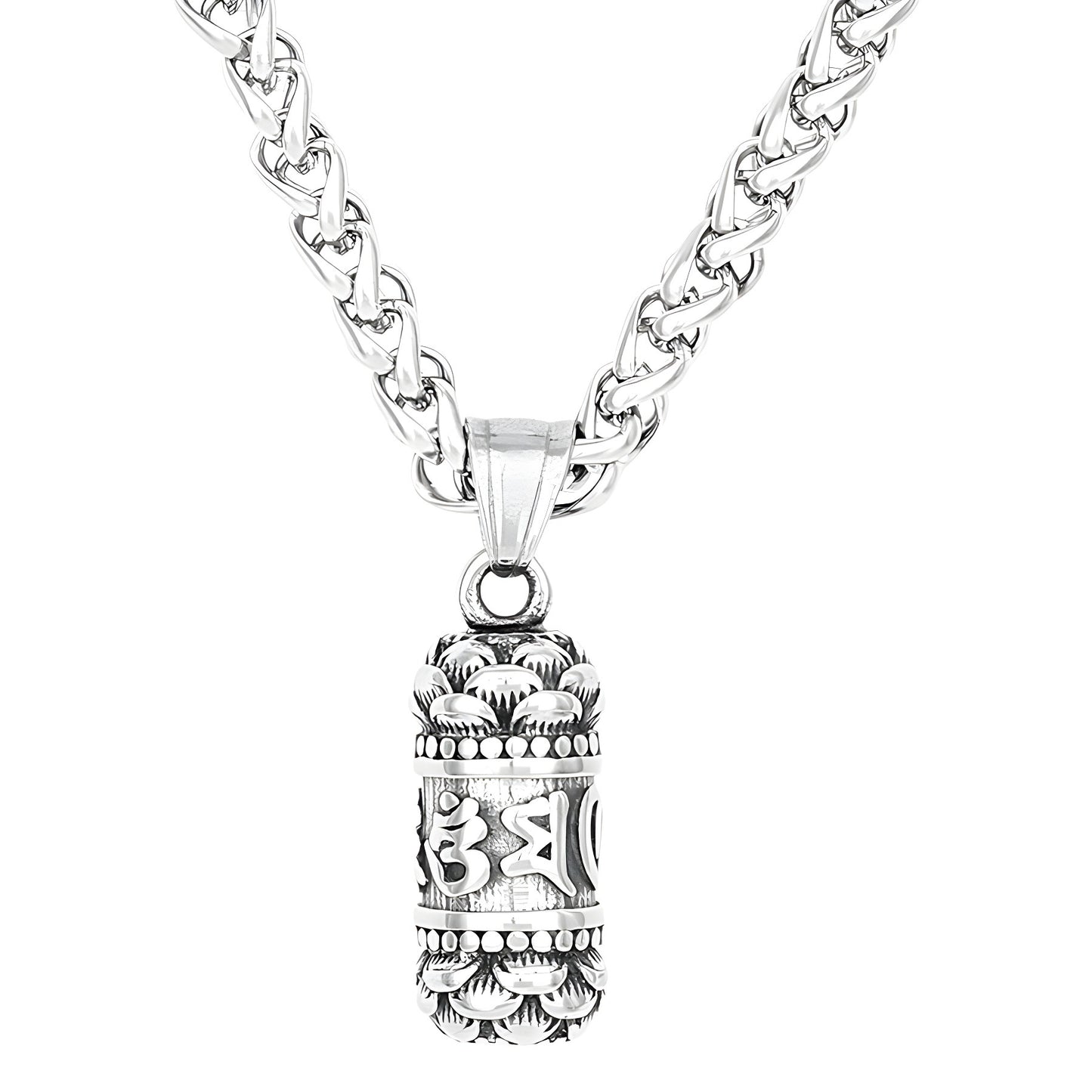 Planderful Titanium Steel Necklace Mens Pendant Lotus Retro National Style Personalized Trendy