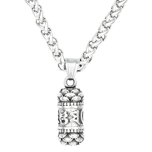 Planderful Titanium Steel Necklace Mens Pendant Lotus Retro National Style Personalized Trendy