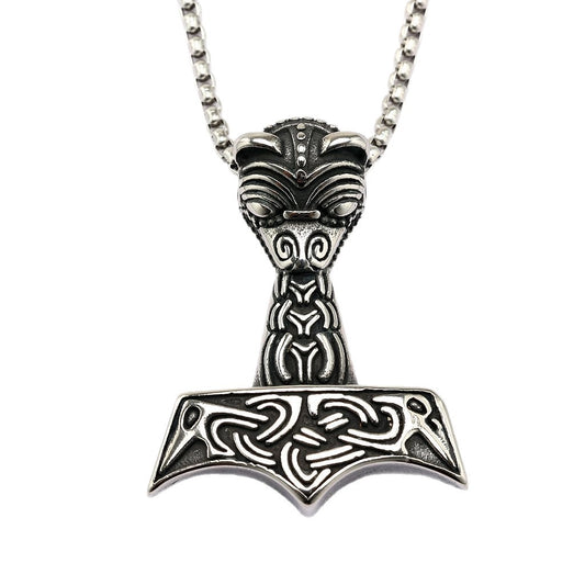 Celtic Viking Wolf Stainless Steel Pendant Necklace