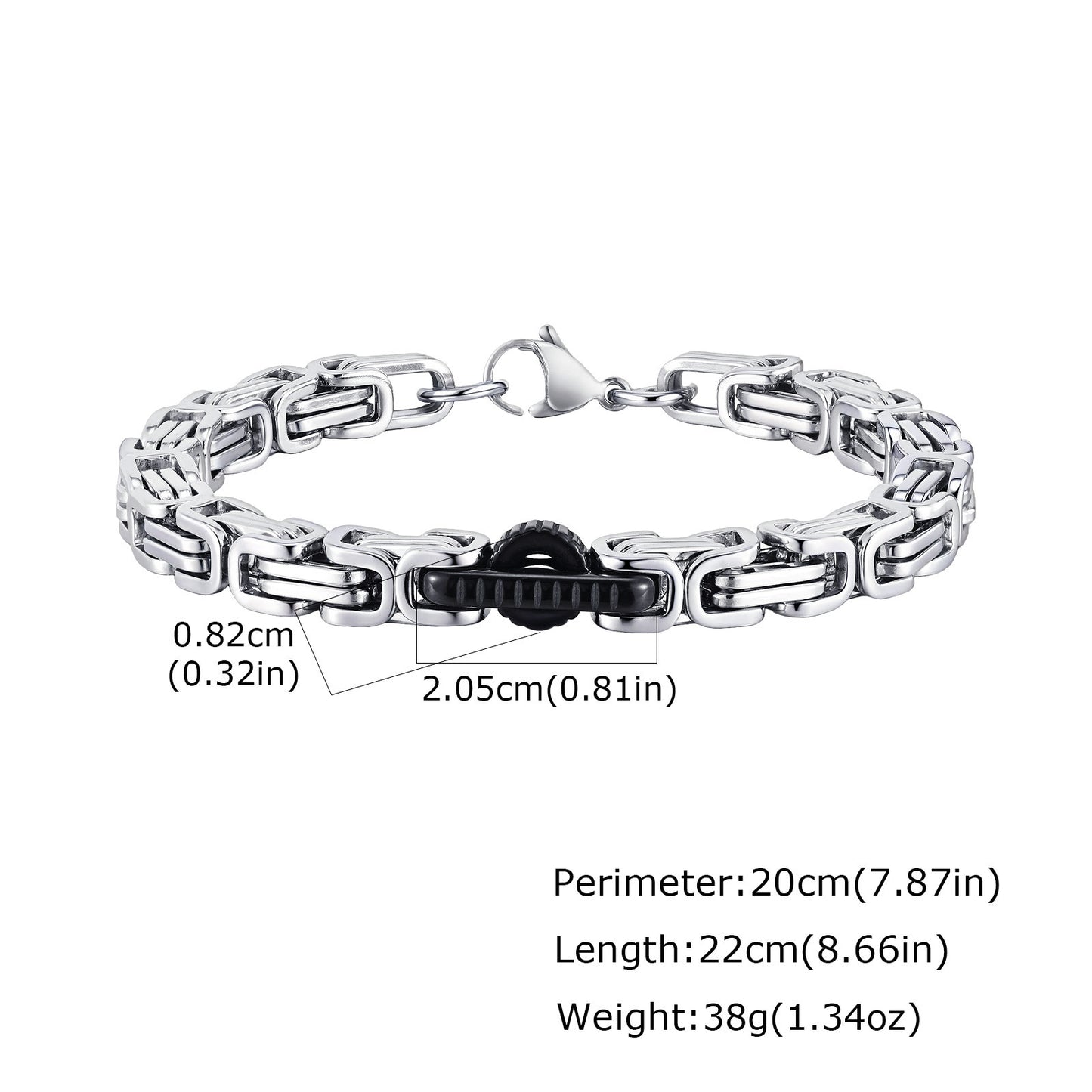Planderful Stainless Steel Byzantine Chain Bracelet for Men