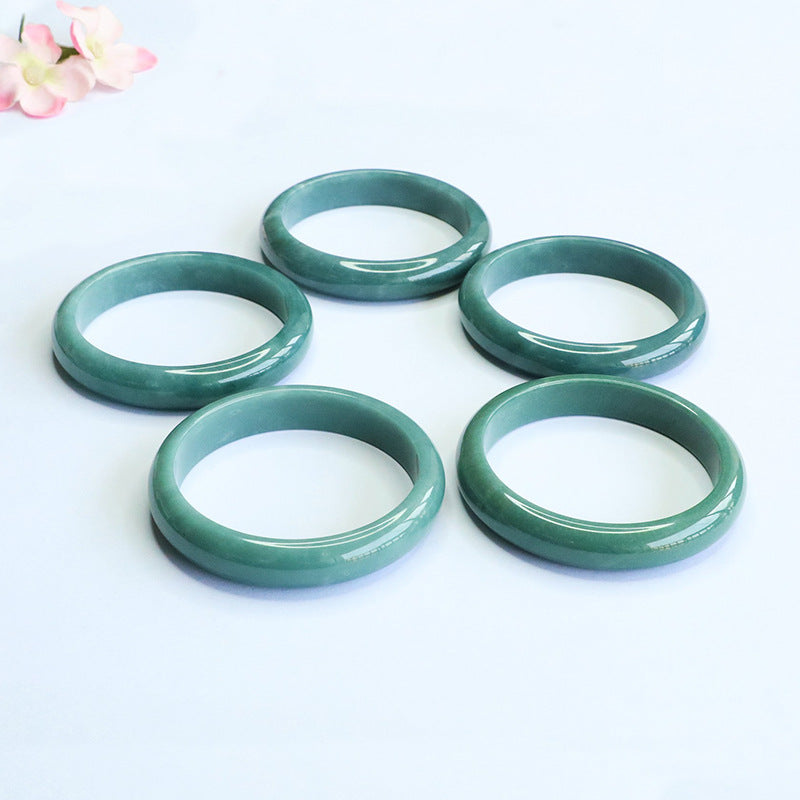 Blue Water Jadeite Classic Round Bangle