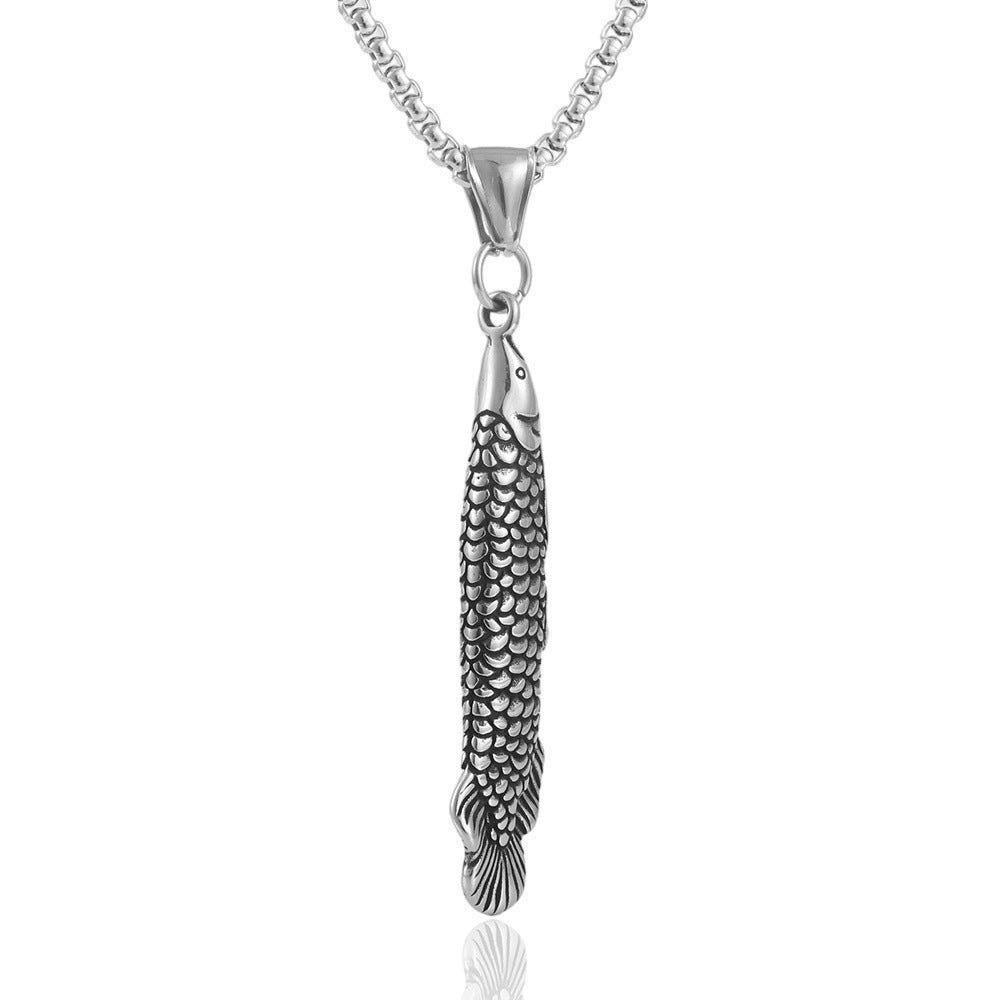 European And American Stainless Steel Golden Arowana Pendant