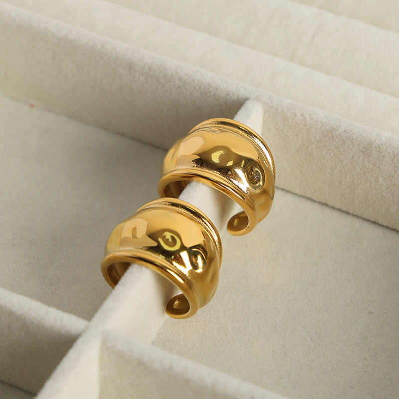 Sophisticated Titanium Steel Gold-Plated Open Ring - Planderful Everyday Genie Collection