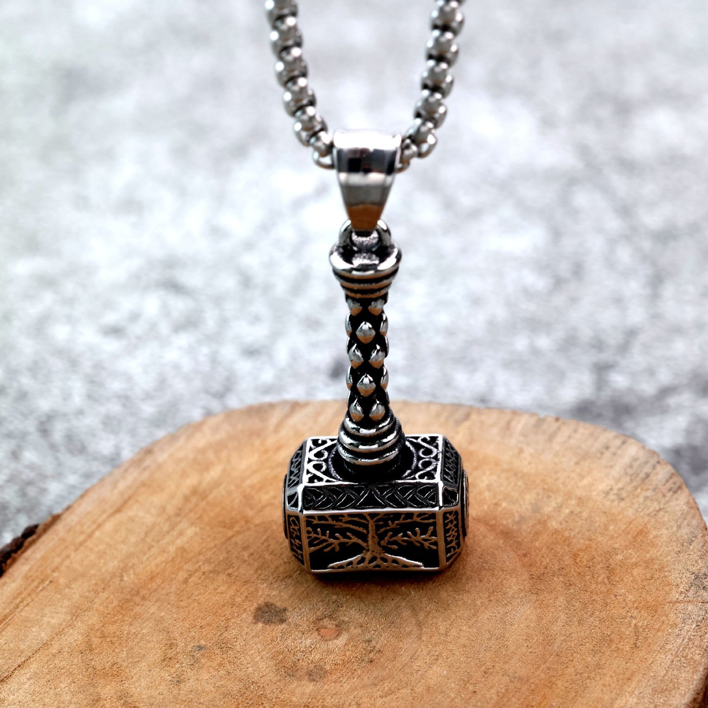 Planderful Thor Hammer Necklace For Men Viking Pendant Norse Legacy Stainless Steel Durable Bold