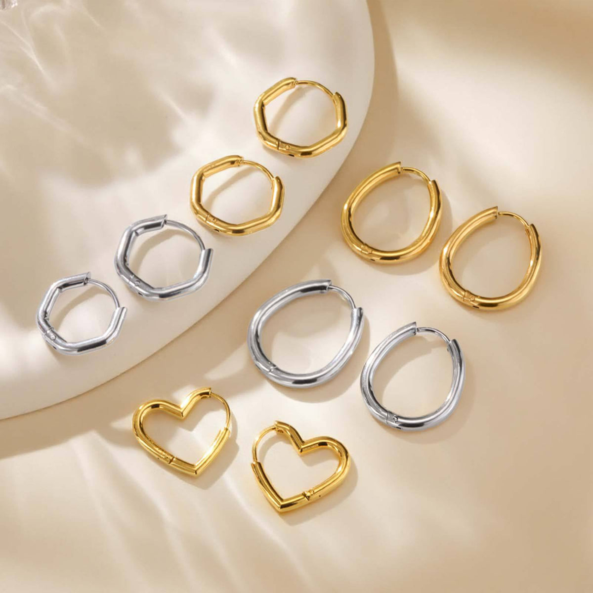 Sculpted Geometric Hinged Hoop Earrings