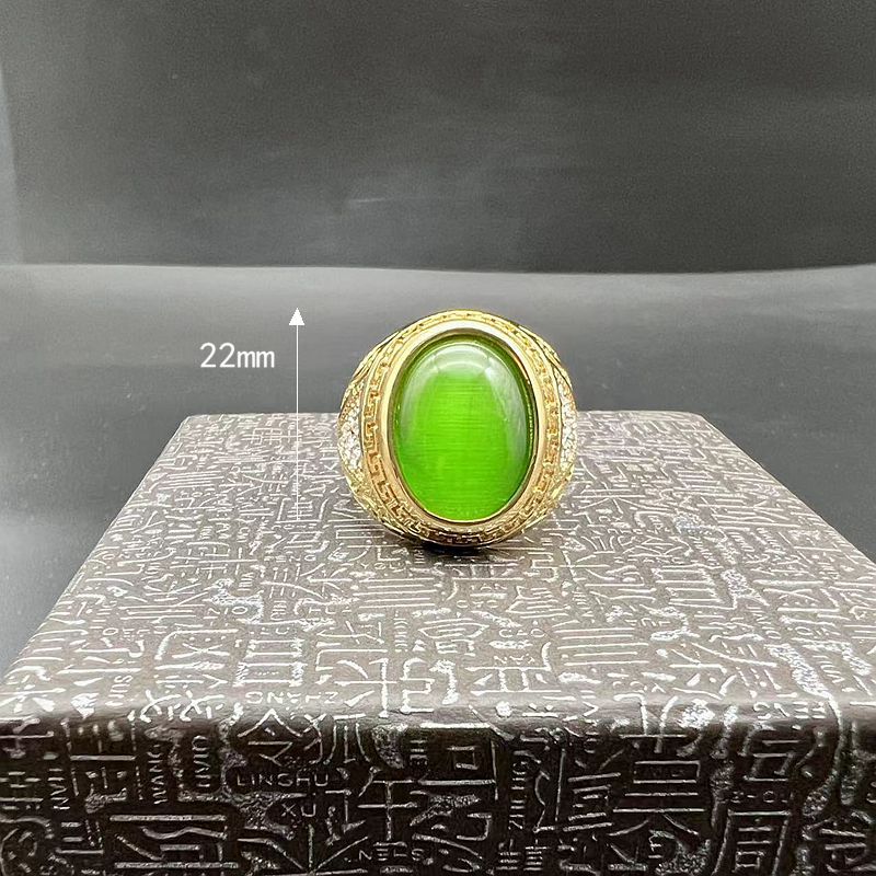 Planderful Hip Hop Ring Gold Plated Rhinestone Opal Stainless Steel For Men Bold Statement Accessory