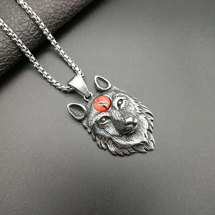Steel Necklace – Vintage Viking Wolf Totem Design For Men With Bold Celtic Style By Planderful