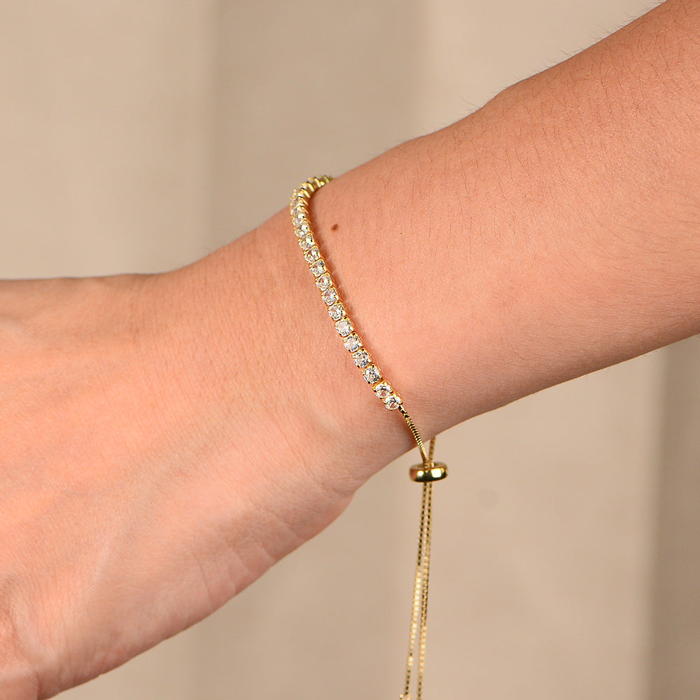 Planderful Everyday Genie Sterling Silver Zircon Tennis Bracelet Adjustable Claw Chain For Women