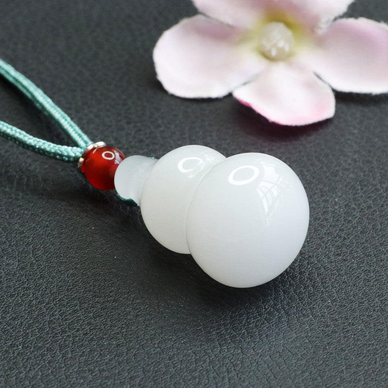 Golden Silk Jade Gourd Pendant